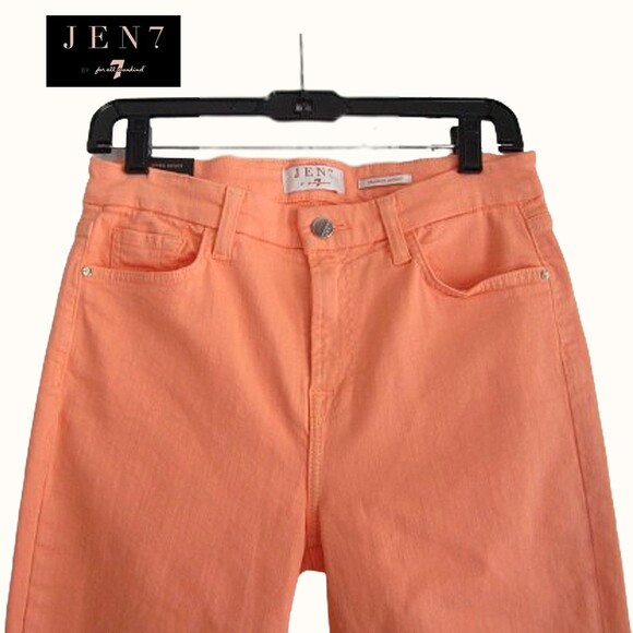 7 For All Mankind NEW Peach Colored Denim Cropped Skinny Jean 8 - Picture 2 of 11